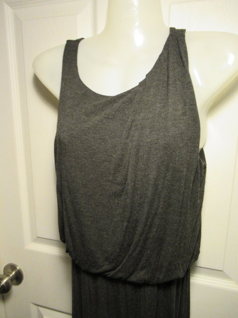 Loft Long Maxi Dress, Dark Gray Sleeveless Jersey Knit, Ann Taylor Size Small